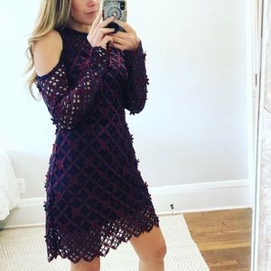 Self Portrait Floral Grid Cold Shoulder Dress 4